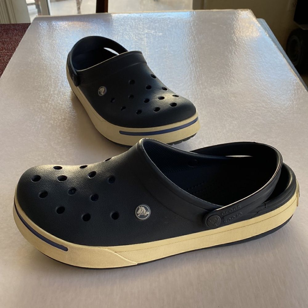 CROCS Men’s Navy Slip On Sandals Size 12 - Picture 5 of 7